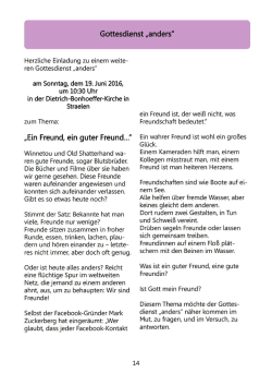 Gottesdienst "Anders" - evangelische Kirche Straelen