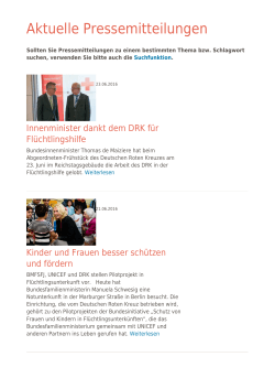 Deutsches Rotes Kreuz - Aktuelle Pressemitteilungen