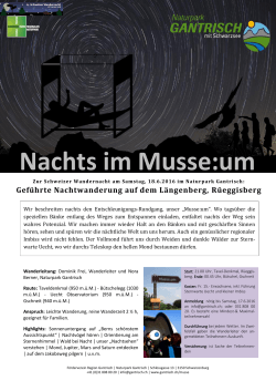 Nachts im Musse:um - Naturpark Gantrisch