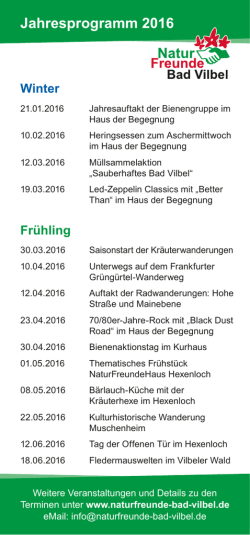 Jahresprogramm 2016 - Naturfreunde Bad Vilbel