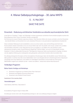 4. Wiener Selbstpsychologietage - 30 Jahre WKPS