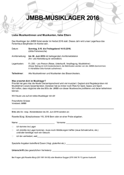 JMBB-Musiklager 2016 - Jugendmusik Bern