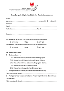 Formular: Bewerbung als Mitglied im Südtiroler Monitoringausschuss