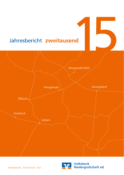 Jahresbericht 2015 - Volksbank Niedergrafschaft eG