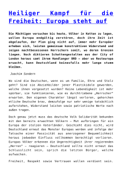 Heiliger Kampf f&uuml;r die Freiheit: Europa steht auf