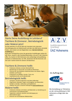 Informationsflyer &Uuml;AZ Hohenems - Ausbildungszentrum Vorarlberg