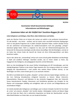 Informationen und Mitteilungen 22062016 Sommerbrief