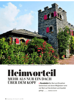 Coopzeitung - Bed and Breakfast Switzerland