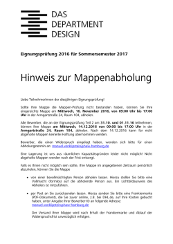 Hinweis zur Mappenabholung