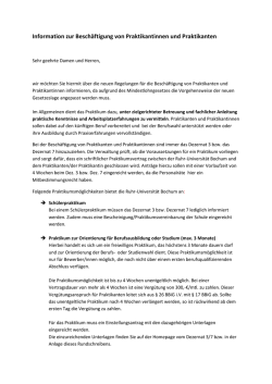 Informationsschreiben f&uuml;r die Besch&auml;ftigung von Praktikanten