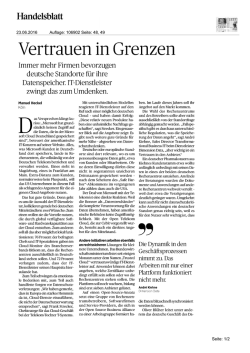 Handelsblatt: "Vertrauen in Grenzen"