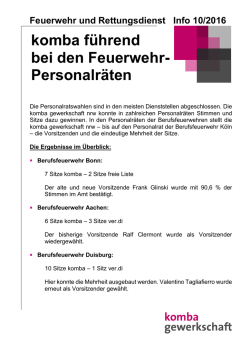 Info 10/2016: "komba f&uuml;hrend bei den Feuerwehr
