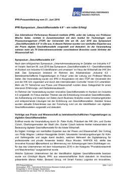 IPRI-Symposium &bdquo;Gesch&auml;ftsmodelle 4.0&ldquo;