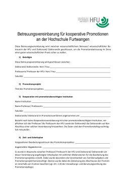 Betreuungsvereinbarung - Hochschule Furtwangen