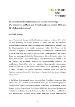 Einf&uuml;hrungsvortrag von Aleida Assmann beim 5. Europ&auml;ischen