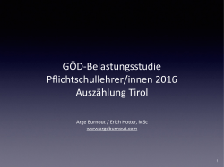 G&Ouml;D-Belastungsstudie Pflichtschullehrer/innen 2016 Ausz&auml;hlung Tirol