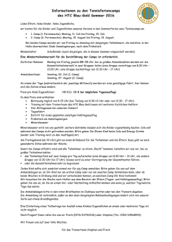 Informationen zum Tenniscamp