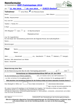 Nennformulare GHP-Trainingstage 2016