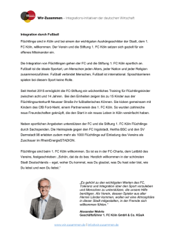Integration durch Fu&szlig;ball Fl&uuml;chtlinge sind in K&ouml;ln und bei einem der