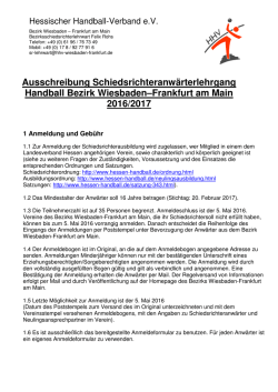 Einladung Schiedsrichteranwärterlehrgang