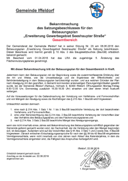 Satzungsbeschluss - Gewerbegebiet Seesh. Str.
