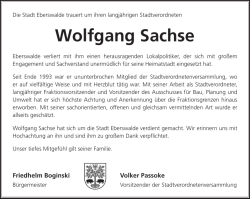 Wolfgang Sachse - Stadt Eberswalde