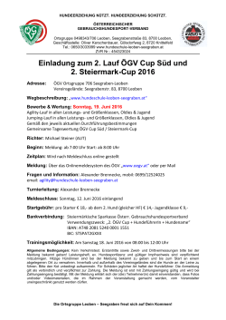 Einladung zum 2. Lauf ÖGV Cup Süd und 2. Steiermark