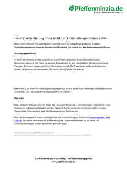 Hausratversicherung muss nicht f&uuml;r