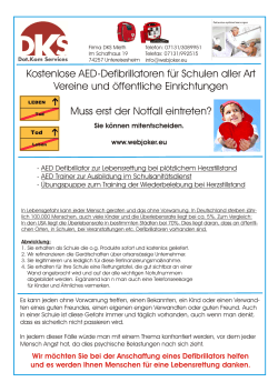 Kostenlose AED-Defibrillatoren für Schulen aller Art Vereine und