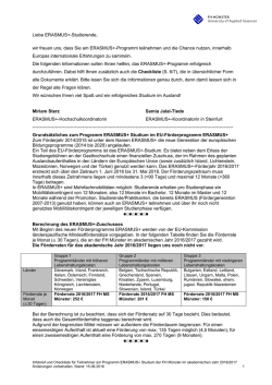 Infobrief und Checkliste f&uuml;r das ERASMUS+-Studium
