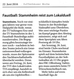 Zuffenhäuser Woche vom 22. Juni: "Faustball: Stammheim reist zum