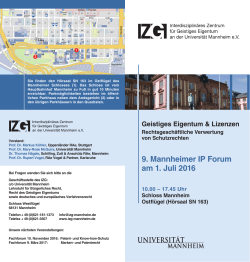 IZG Einladung 9 Mannheimer IP Forum 2016.indd