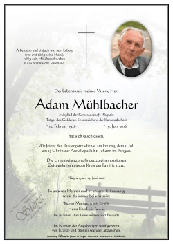 Adam Mühlbacher - Bestattung Sterzl