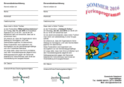 Anmeldung zur Kinderferienbetreuung für die Sommerferien 2016