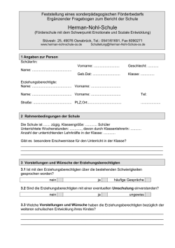 Bericht der Lehrkraft zur Feststellung des - Herman-Nohl