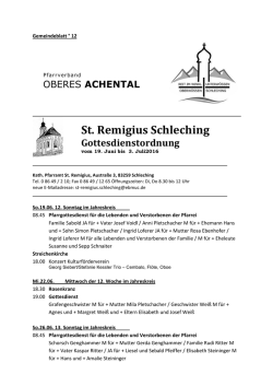 Gottesdienst-Ordnung und Informationen des