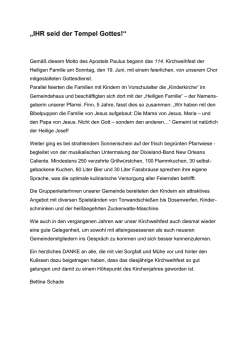 IHR seid der Tempel Gottes! - Pfarrgemeinde Heilige Familie in