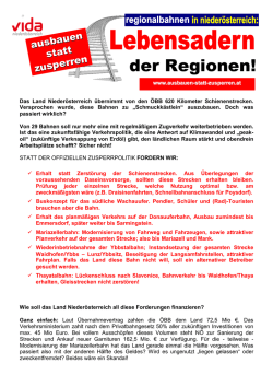 vida NÖ-Initiative: Regionalbahnen Unterschriftenliste allgemein