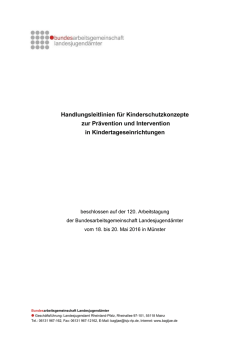 Handlungsleitlinien f&uuml;r Kinderschutzkonzepte zur Pr&auml;vention und