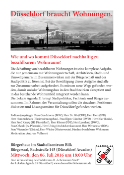 Düsseldorf braucht Wohnungen. - Fachforum II "Lebensraum Stadt"