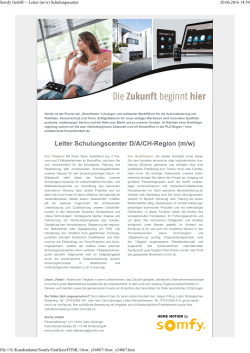 Somfy GmbH -- Leiter (m/w) Schulungscenter