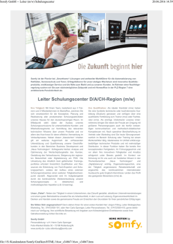 Somfy GmbH -- Leiter (m/w) Schulungscenter