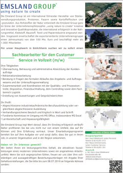 Sachbearbeiter für den Customer Service in Vollzeit (m/w)