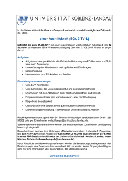 einer Aushilfskraft (EGr. 3 TV-L) - Stellenwerk Koblenz