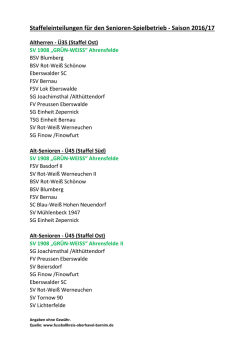 Staffeleinteilungen f&uuml;r den Senioren-Spielbetrieb
