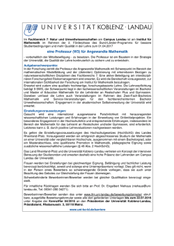 eine Professur (W3) f&uuml;r Angewandte Mathematik