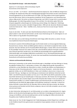 Eine Zukunft f&uuml;r Europa &ndash; nicht ohne Russland