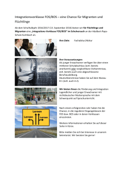Integrationsvorklasse FOS/BOS &ndash; eine Chance f&uuml;r Migranten und