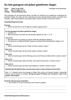 Du bist gesegnet mit jedem geistlichen Segen - FEG Illnau