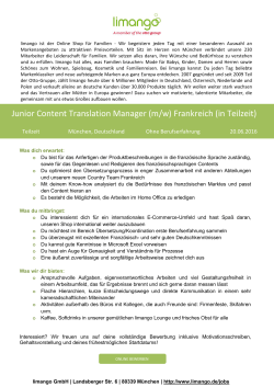 Junior Content Translation Manager (m/w) Frankreich (in Teilzeit)